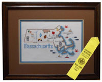 Map of Massachusetts in cross stitch